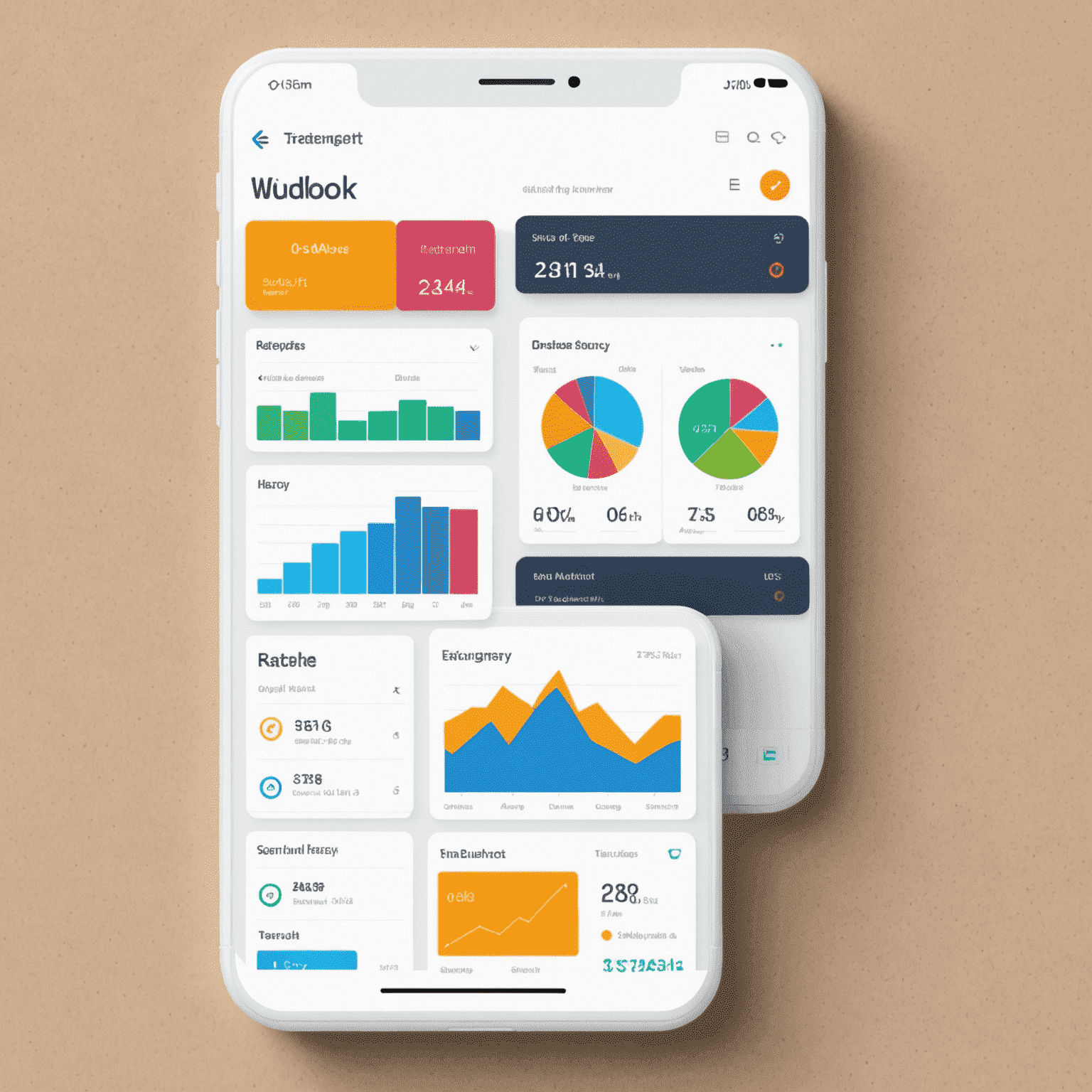 Interfaccia utente di Wudook che mostra un dashboard con grafici colorati di occupazione e tariffe, e pulsanti per la gestione rapida delle prenotazioni